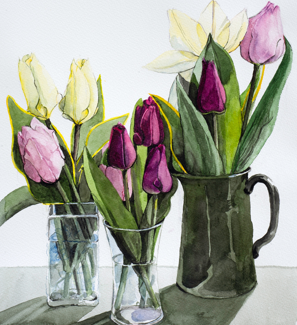 Three Pots of Tulips